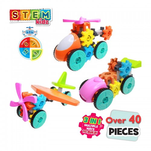 Hap-P-Kid Little Learner 3 in 1 STEM Plane Gear |  STEM Toys | Airplabe | Racing Car | Helicopter | 3 years+